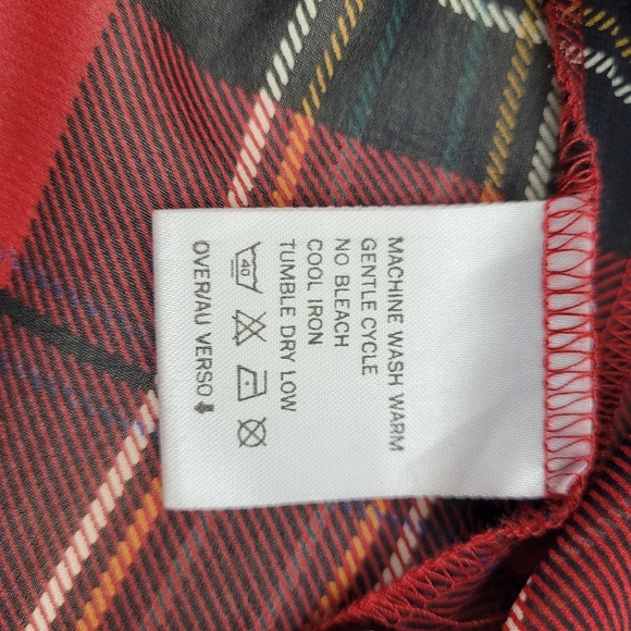 Liz Claiborne red black plaid sheer long sleeve button shirt preppy academia 14 - Picture 9 of 12